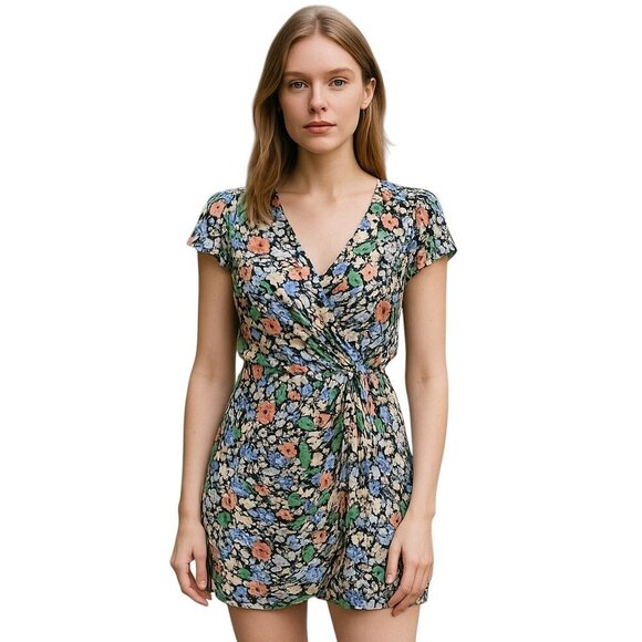 Parker Multicolor Floral Mini Silk Dresd Small Preowned - Picture 1 of 11